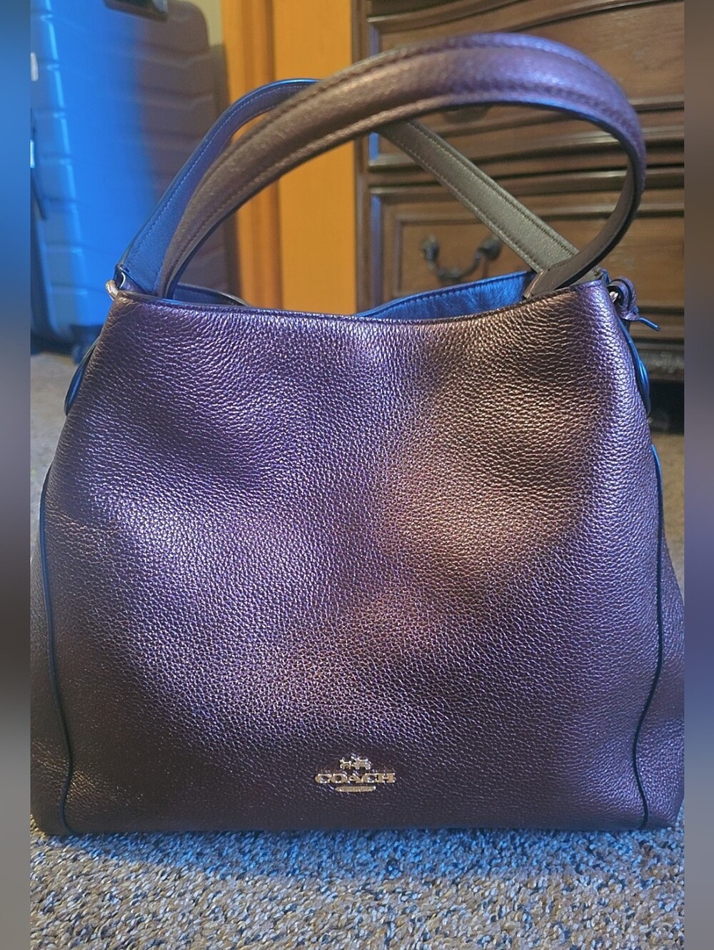 Coach Edie 31 Pebbled BROWN leather Bag